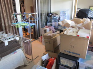 オランダのアパートに引っ越して大量の段ボールを置いた様子