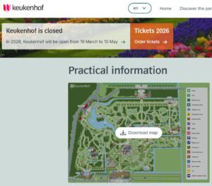 キューケンホフ公園の公式サイトより、Mapをダウンロード